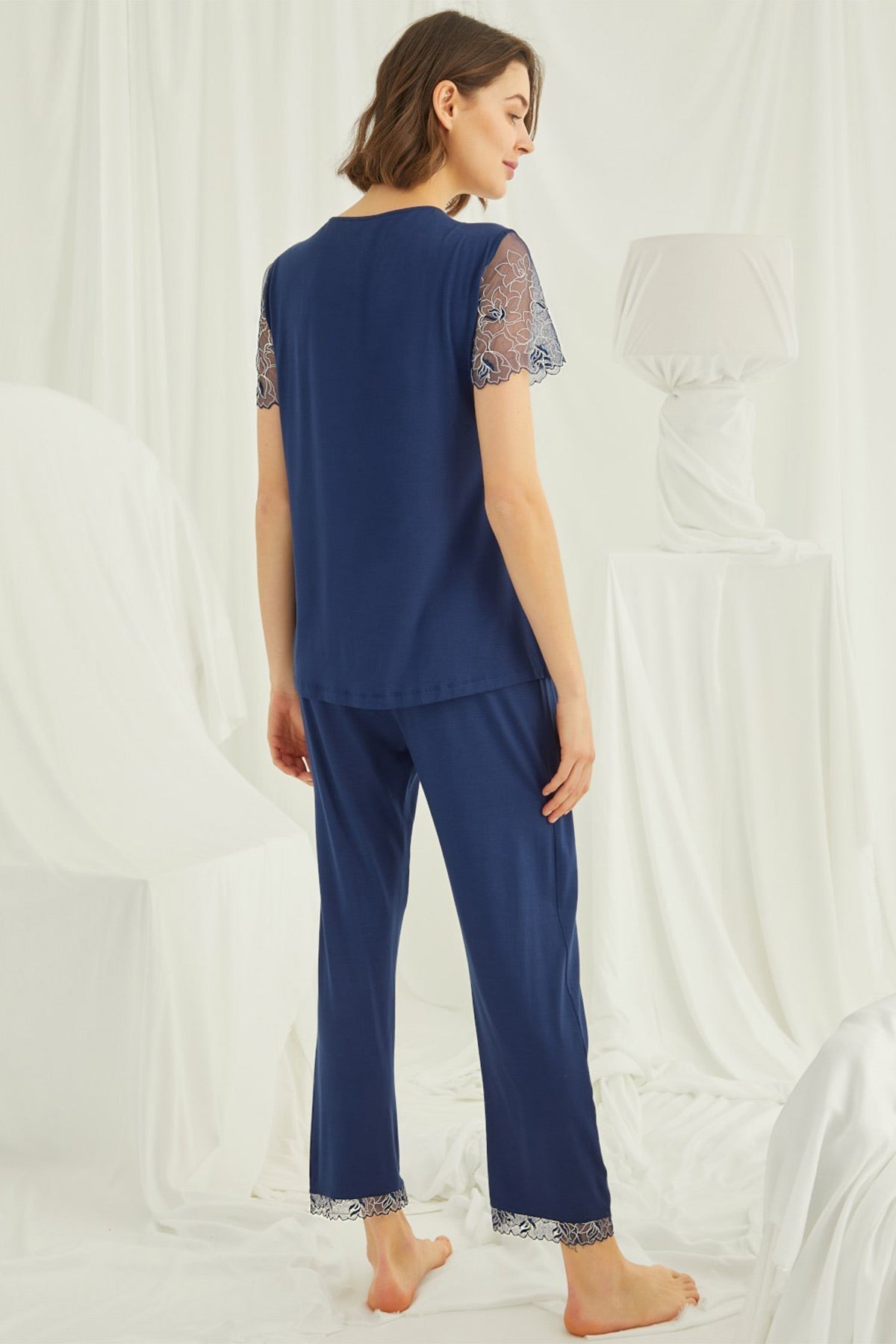 Shopymommy 19298 Lace Maternity & Nursing Pajamas