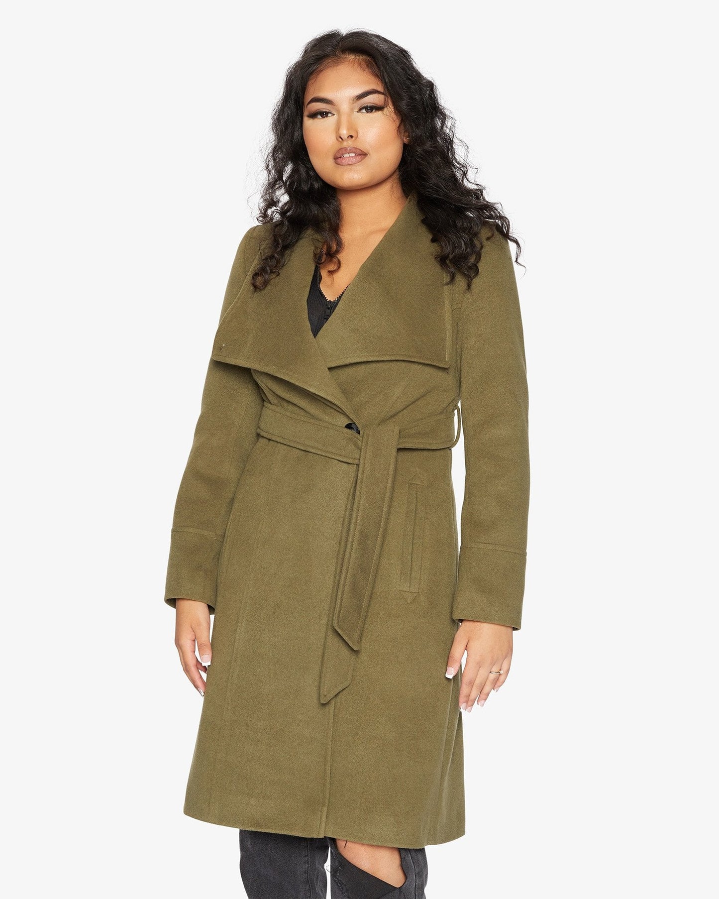 De La Creme Womens Waterfall Lapel Double Breasted Duster Coat