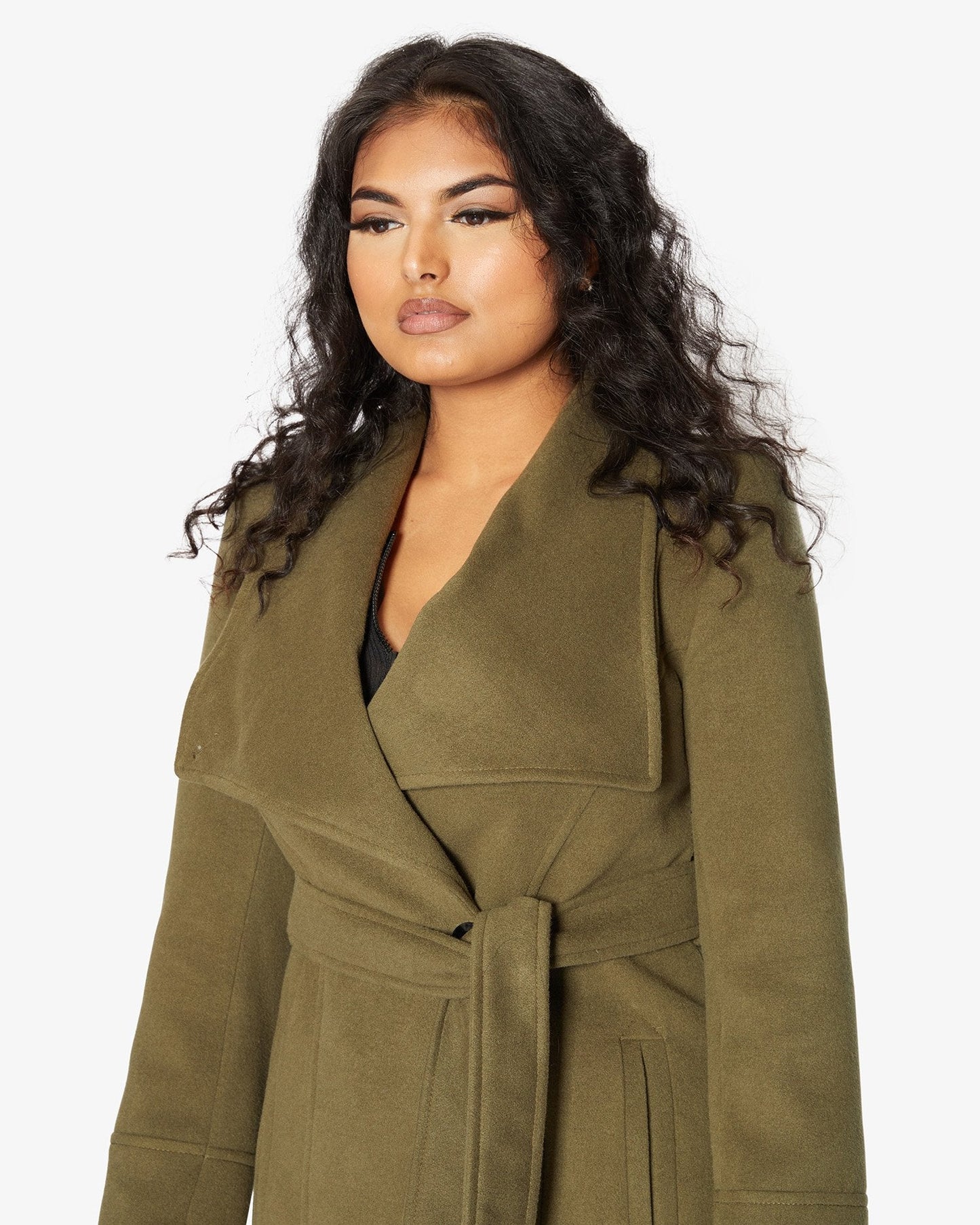 De La Creme Womens Waterfall Lapel Double Breasted Duster Coat