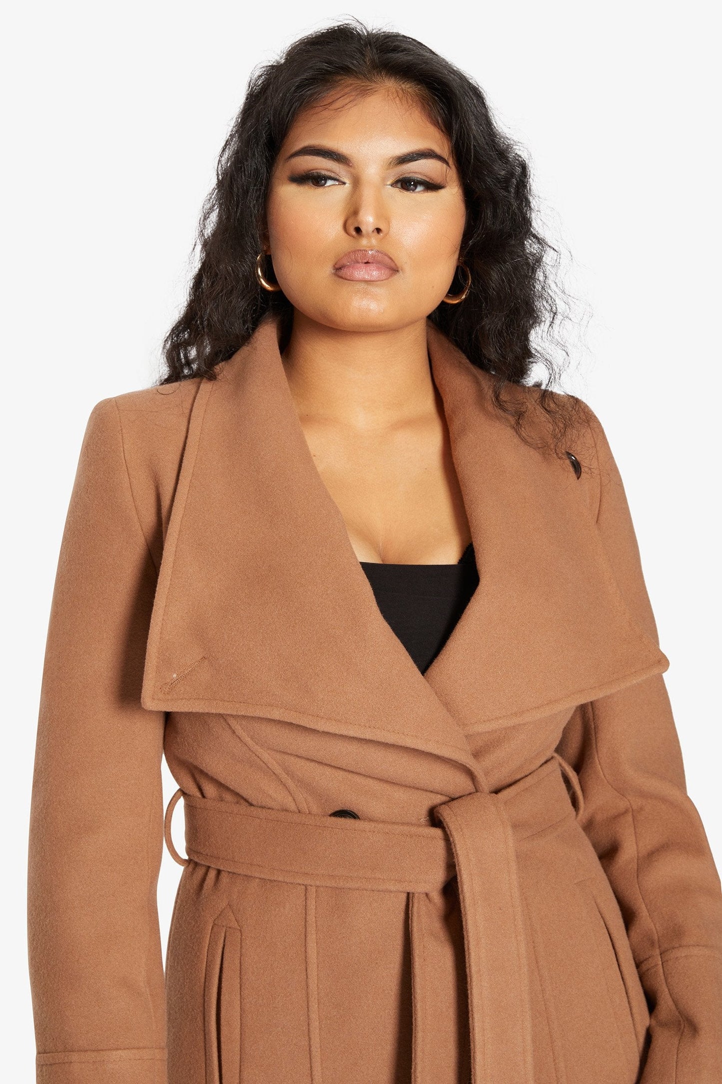 De La Creme Womens Waterfall Lapel Double Breasted Duster Coat