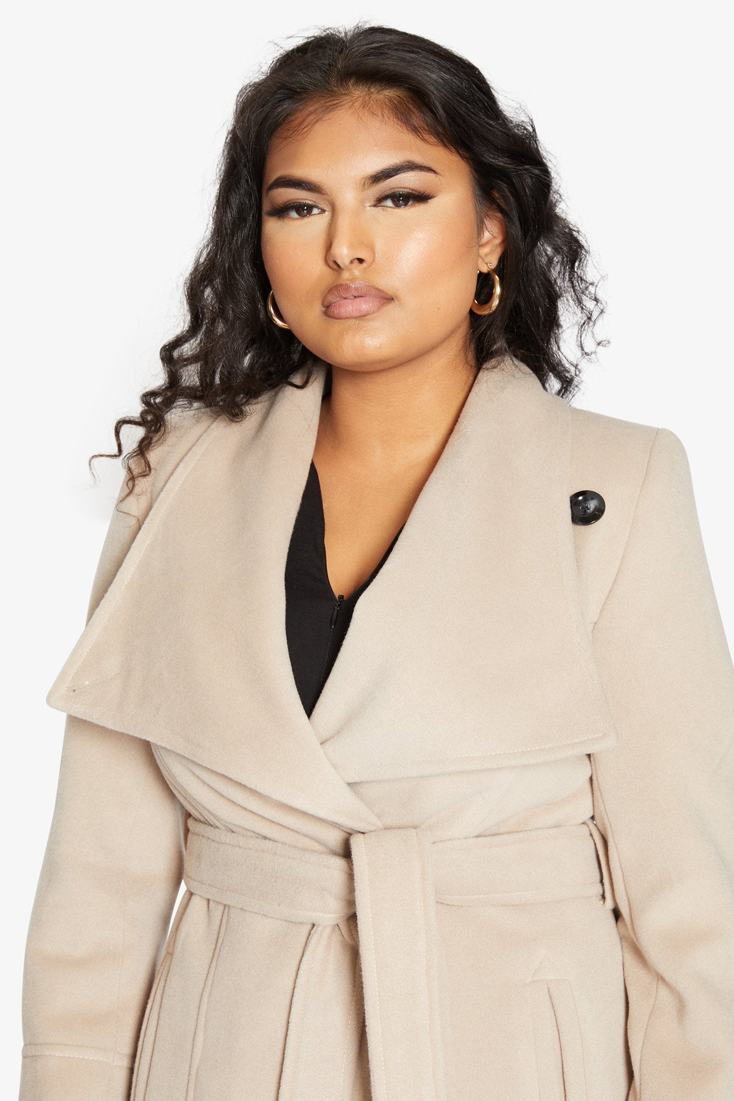 De La Creme Womens Waterfall Lapel Double Breasted Duster Coat