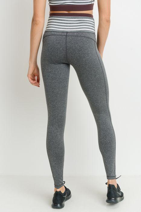 Heather Gray Striped High Waist Leggings with