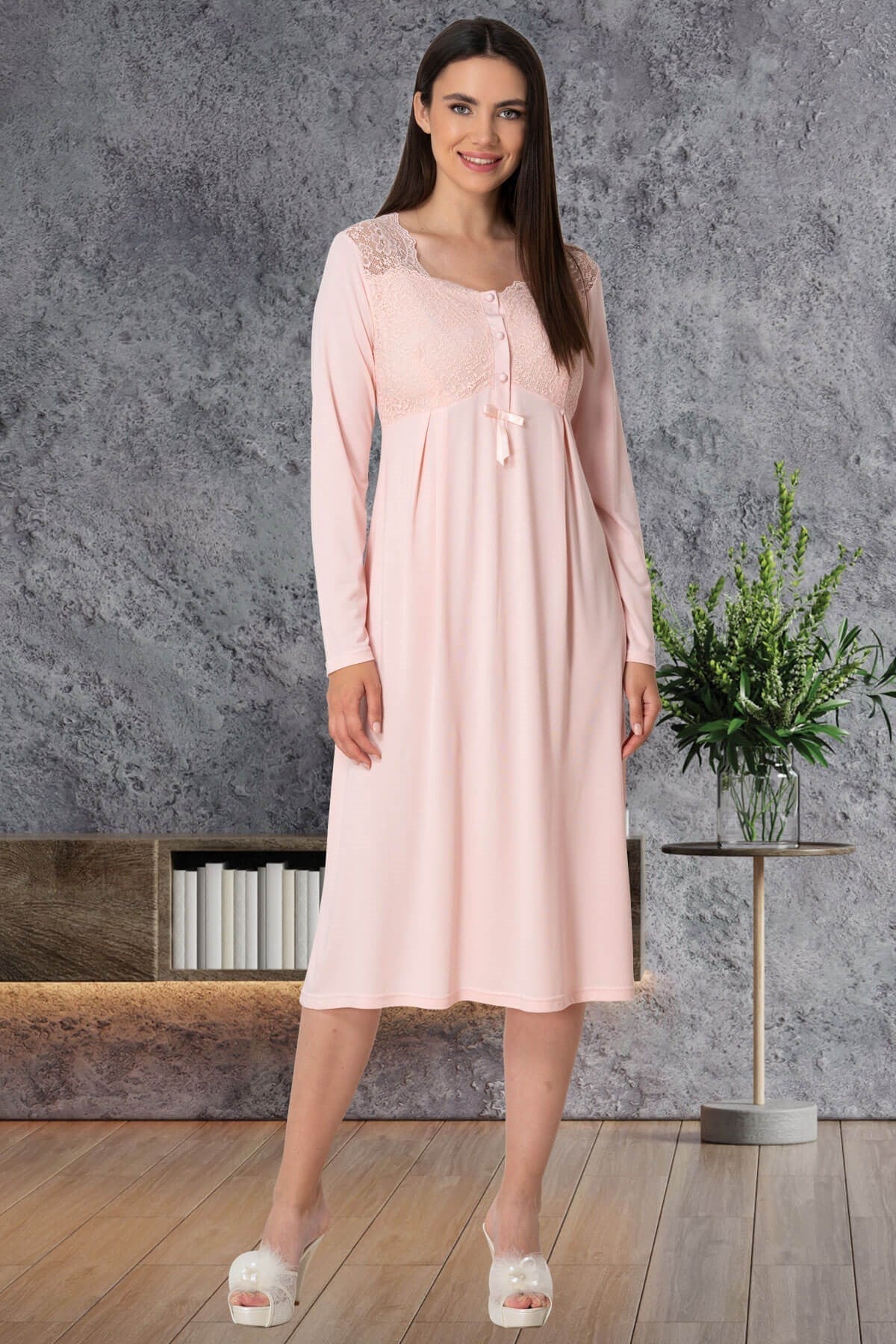 Shopymommy 5525 Lace Maternity & Nursing Nightgown