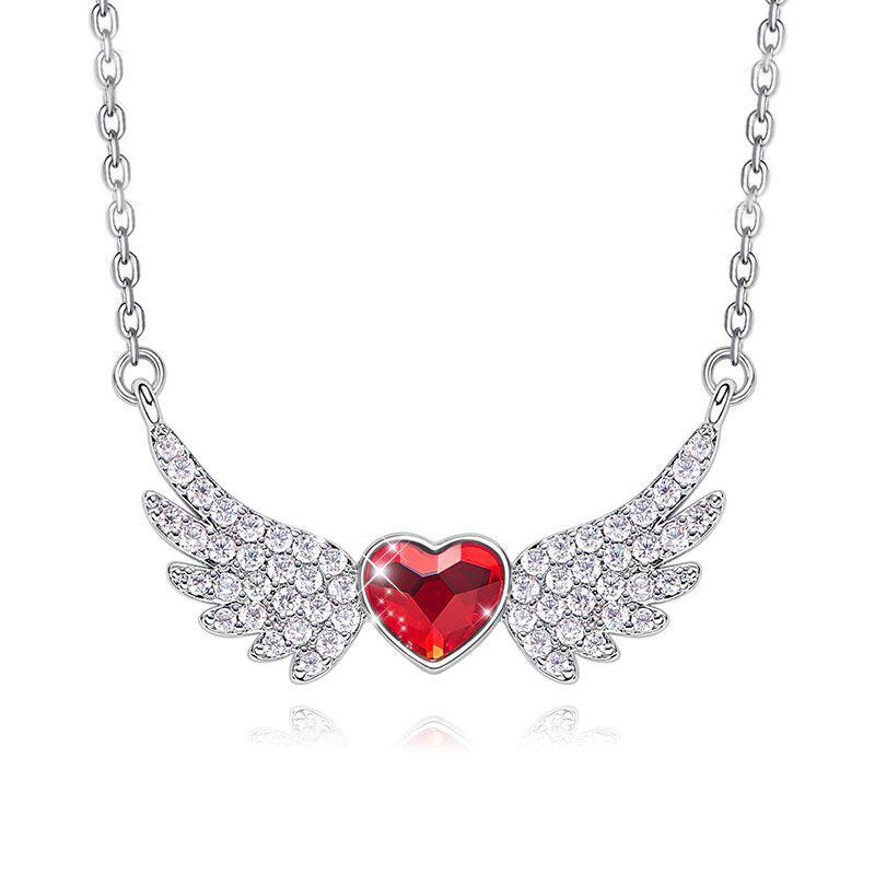 Crystals 4.00 Ct Ruby Flying with the Wings of an Angel Necklace