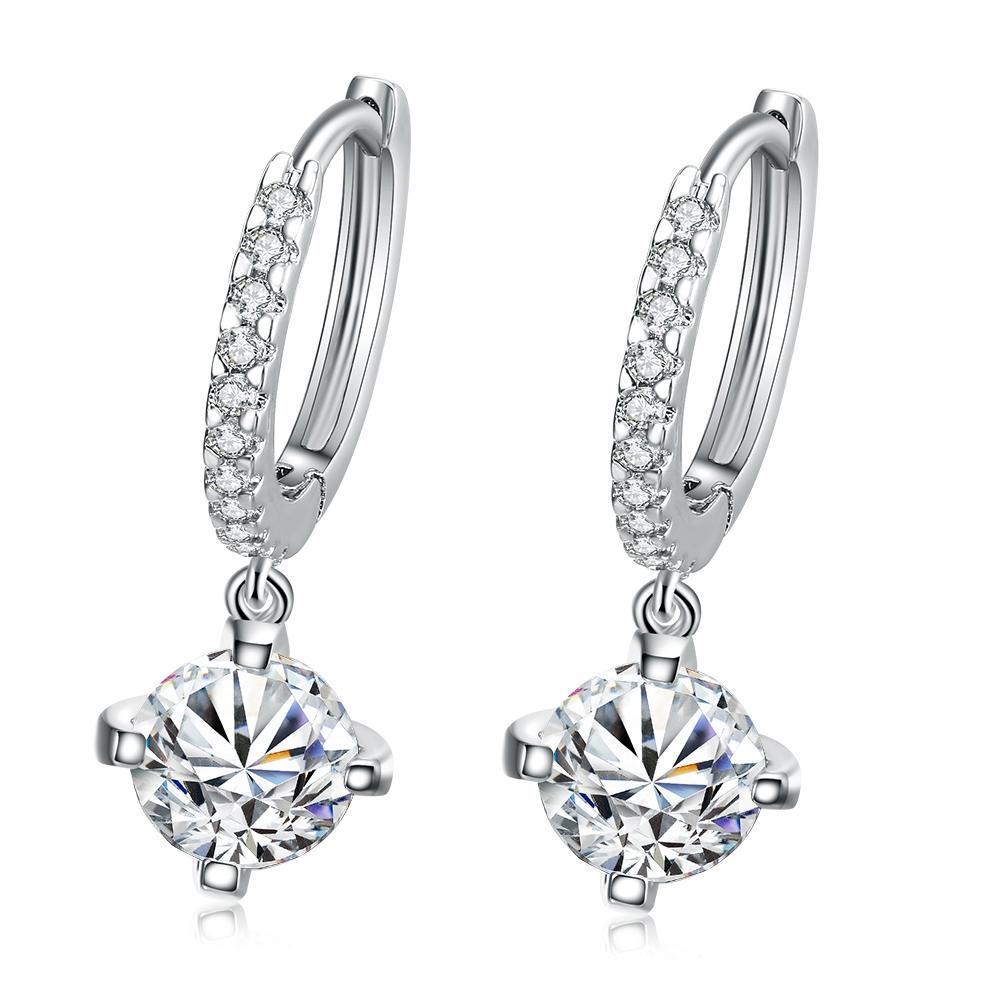 Crystal Drop Earring in White Gold Plated