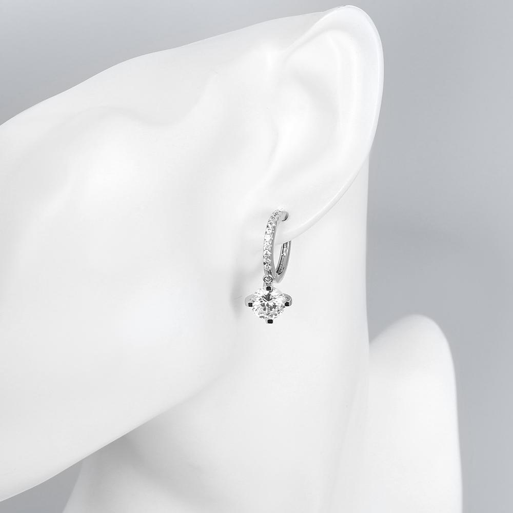 Crystal Drop Earring in White Gold Plated