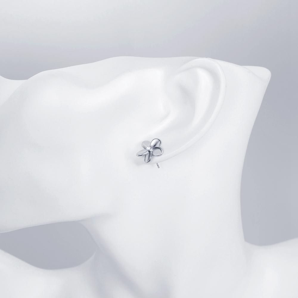 Crystal Flower Stud Earring in 18K White Gold Plated