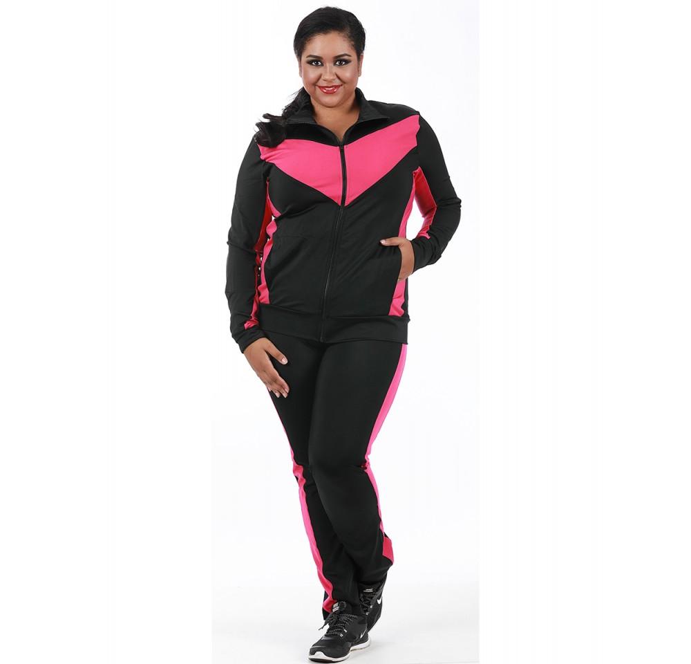 InstantFigure Curvy Activewear Compression Color Block Zip-Up Jacket