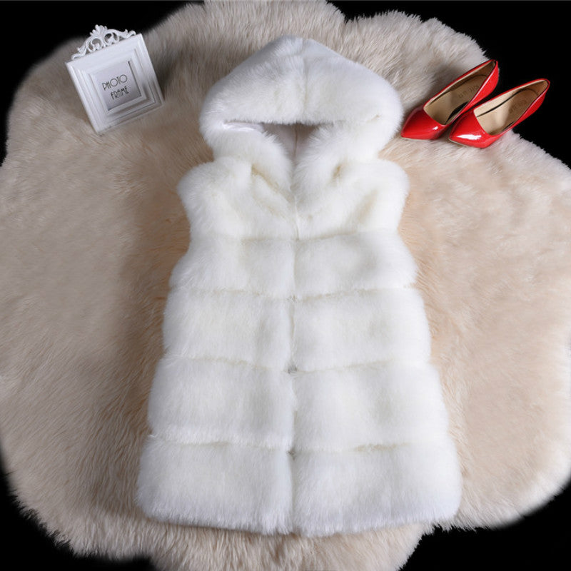 2022 Winter Sleeveless Artificial Fox Fur Coat Gilet Faux Fur Jacket