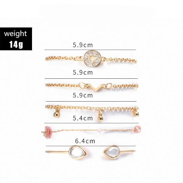 5 Piece Pink Crystal Celestial Bracelet Set