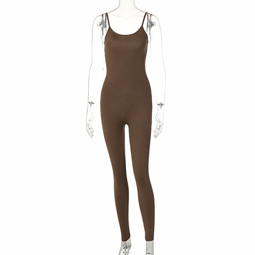 Fashionable Solid Color Women's Yoga Jumpsuit