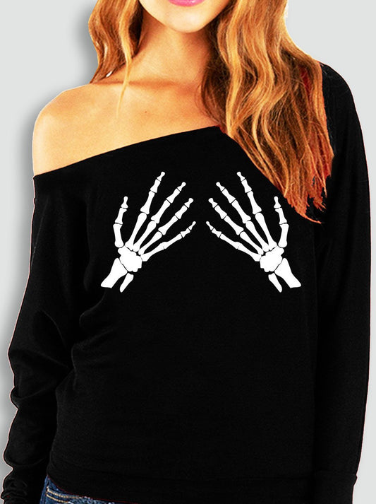 Skeleton Hands Halloween Slouchy Sweatshirt