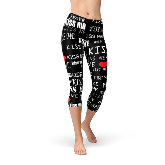 Kiss Me Black Capri Leggings