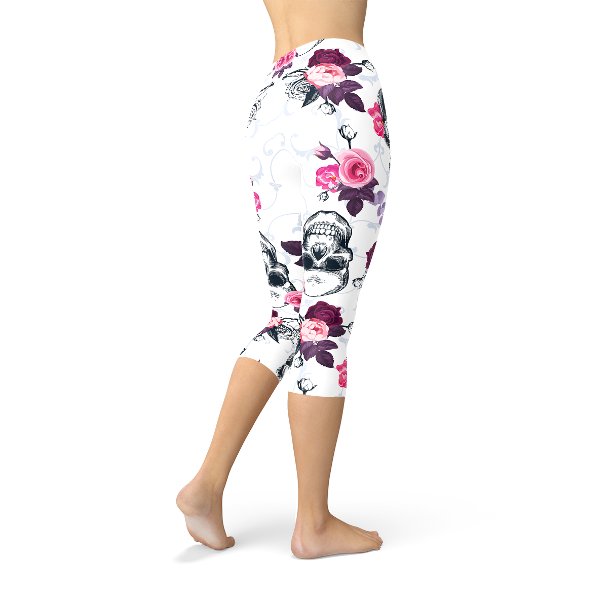 Womens Day Of The Dead Capri Leggings