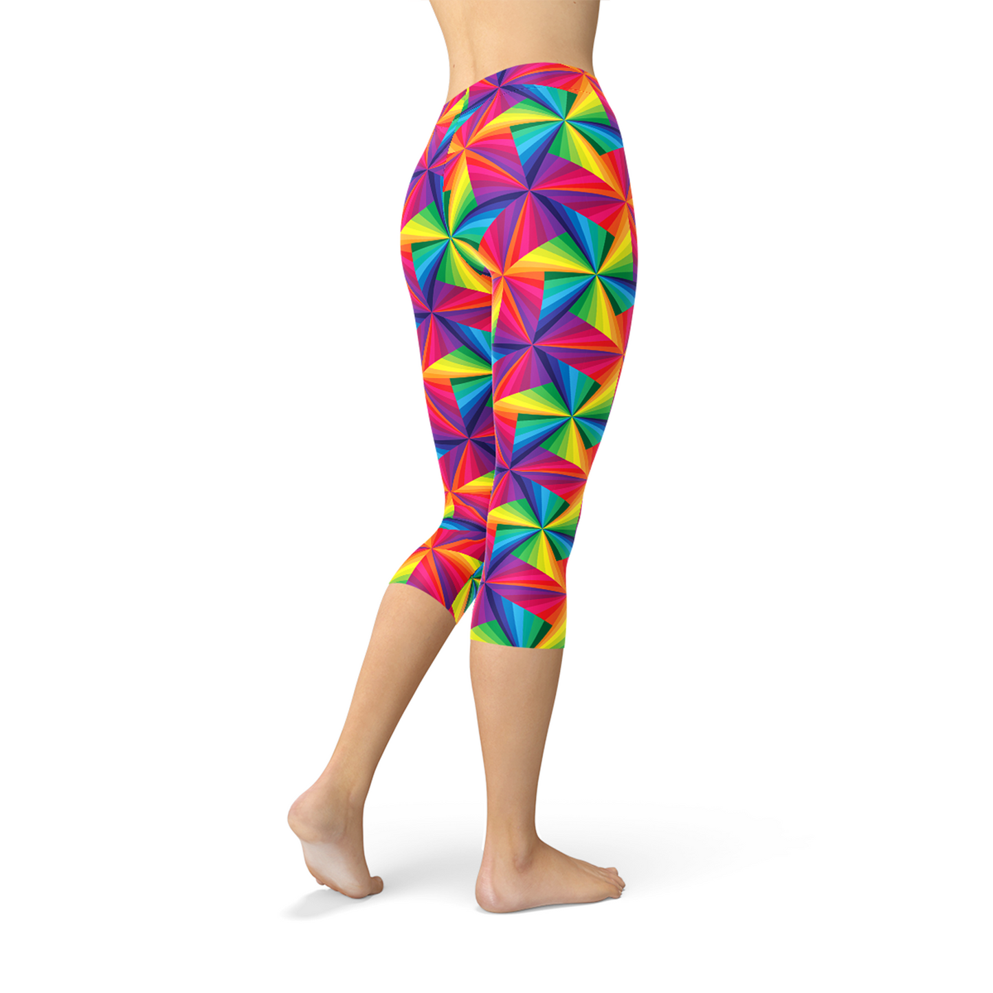 Womens Rainbow Pinwheel Capri Leggings