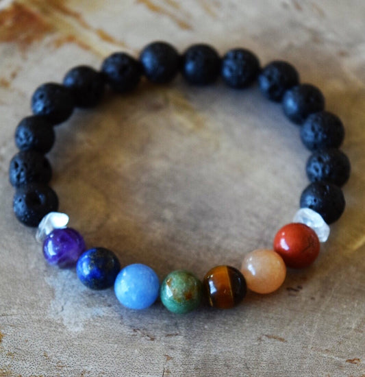 Aromatherapy Chakra Diffuser Bracelet with Genuine Gemstones!