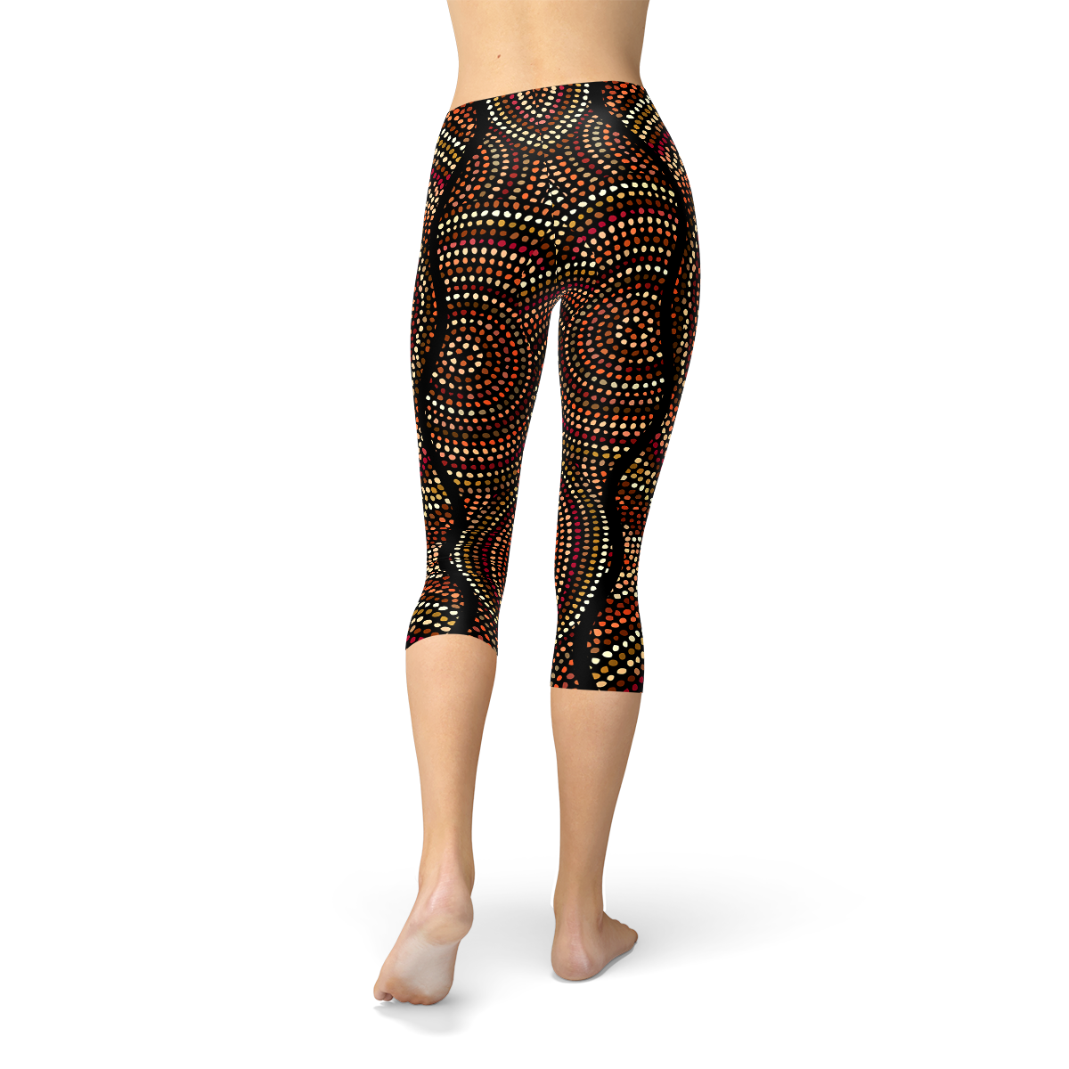 Womens Polka Dots Aboriginal Artwork Capri (V2)