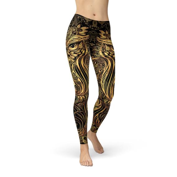 Womens Golden Ornament Owl Leggings