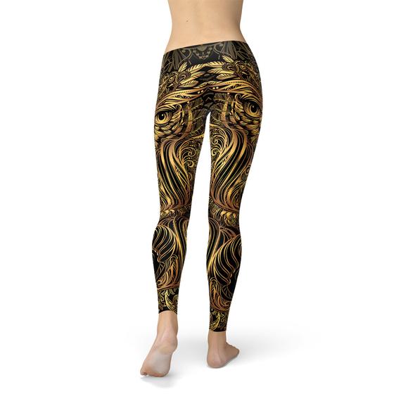 Womens Golden Ornament Owl Leggings