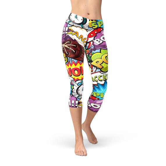 Comic Book Explosions Capri Leggings