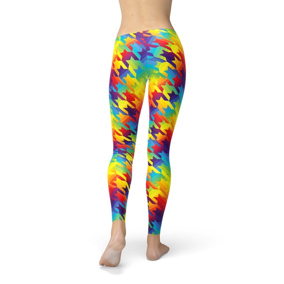 Womens Rainbow Houndstooth Leggings