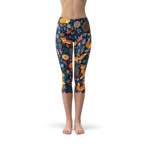 Womens Fox in the Meadows Capri Leggings