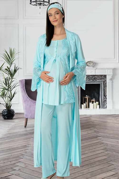 Shopymommy 5353 Sandra 3-Pieces Maternity & Nursing Pajamas With