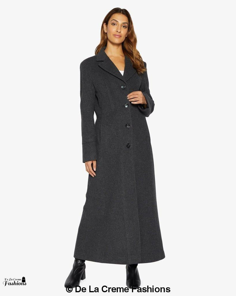 Slim Fit Wool Blend Longline Maxi Coat (1816)