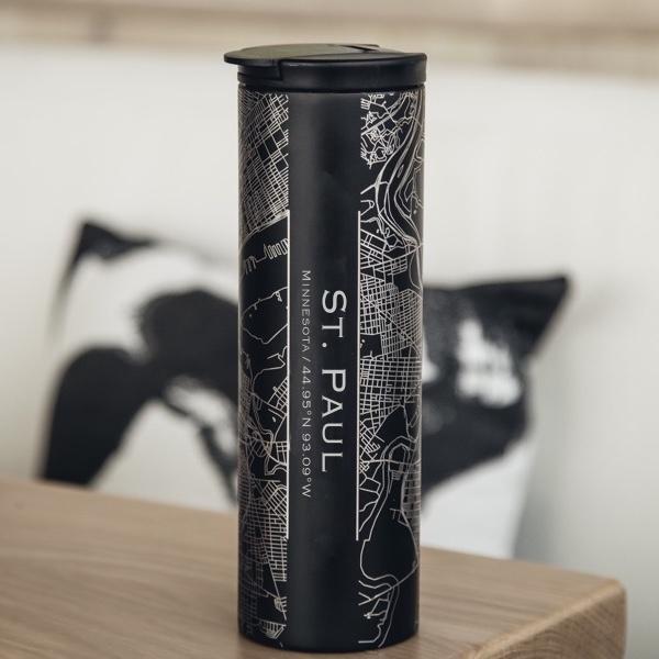 St. Paul - Minnesota Map Tumbler in Matte Black